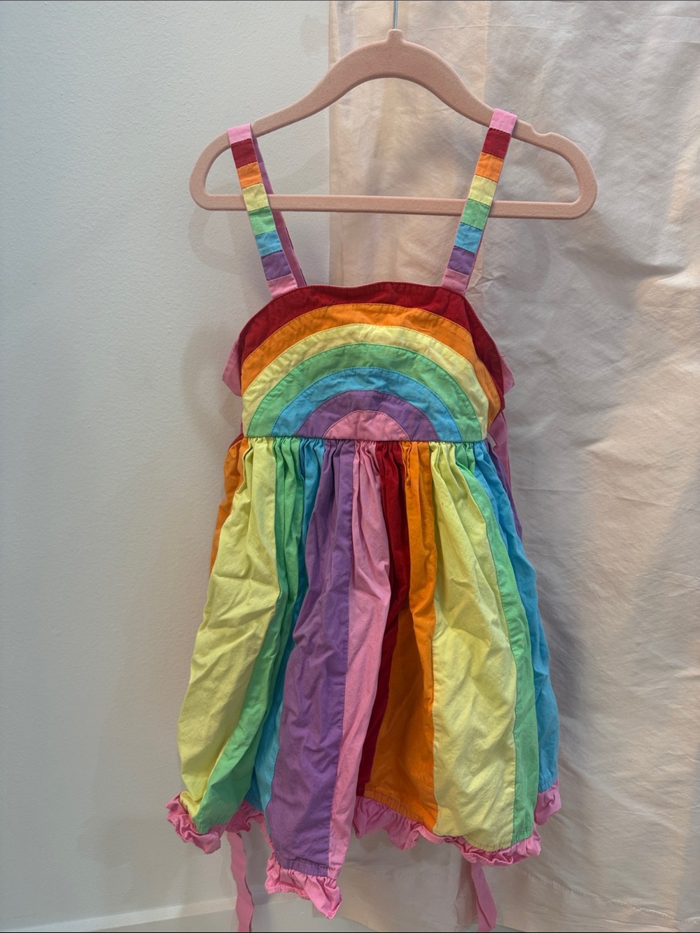 Rainbow Striped Kids Dress with Adjustable Straps